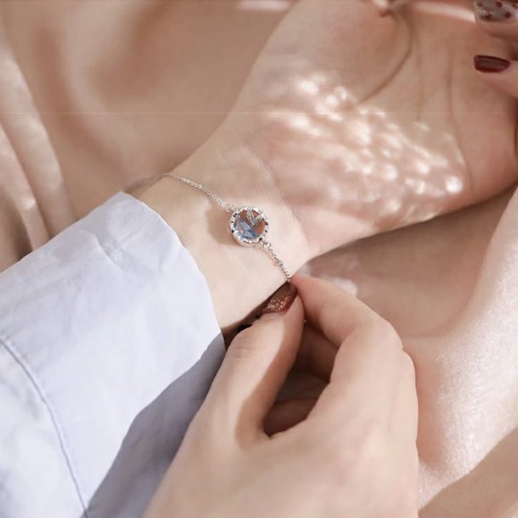 925 Sterling Silver Blue Zircon Mermaid Bracelet - Picture 10 of 15